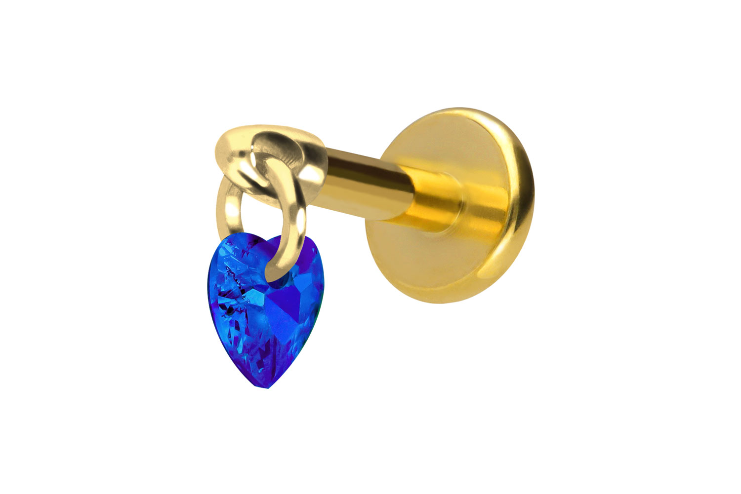 Titan Labret Piercing mit Innengewinde KRISTALLHERZ